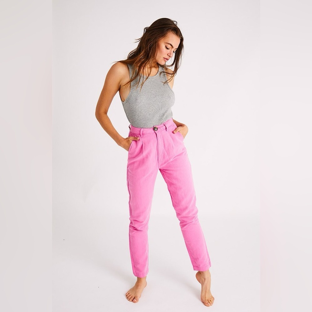 Rolla’s Horizon Linen Pants Pink High Rise Straight Leg Size 27